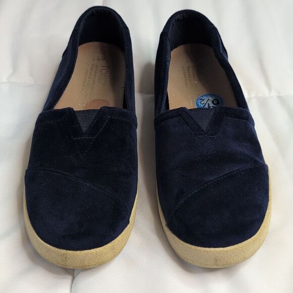 Toms Size 6.5 Royal Blue Velvet Slip On Shoes - Picture 2 of 8